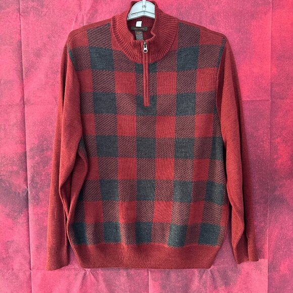 Dockers Other - DOCKERS MEN'S 1/4 ZIP PULLOVER SWEATER, FRONT RED & BLACK PLAID, MOCK NECK, XXL
